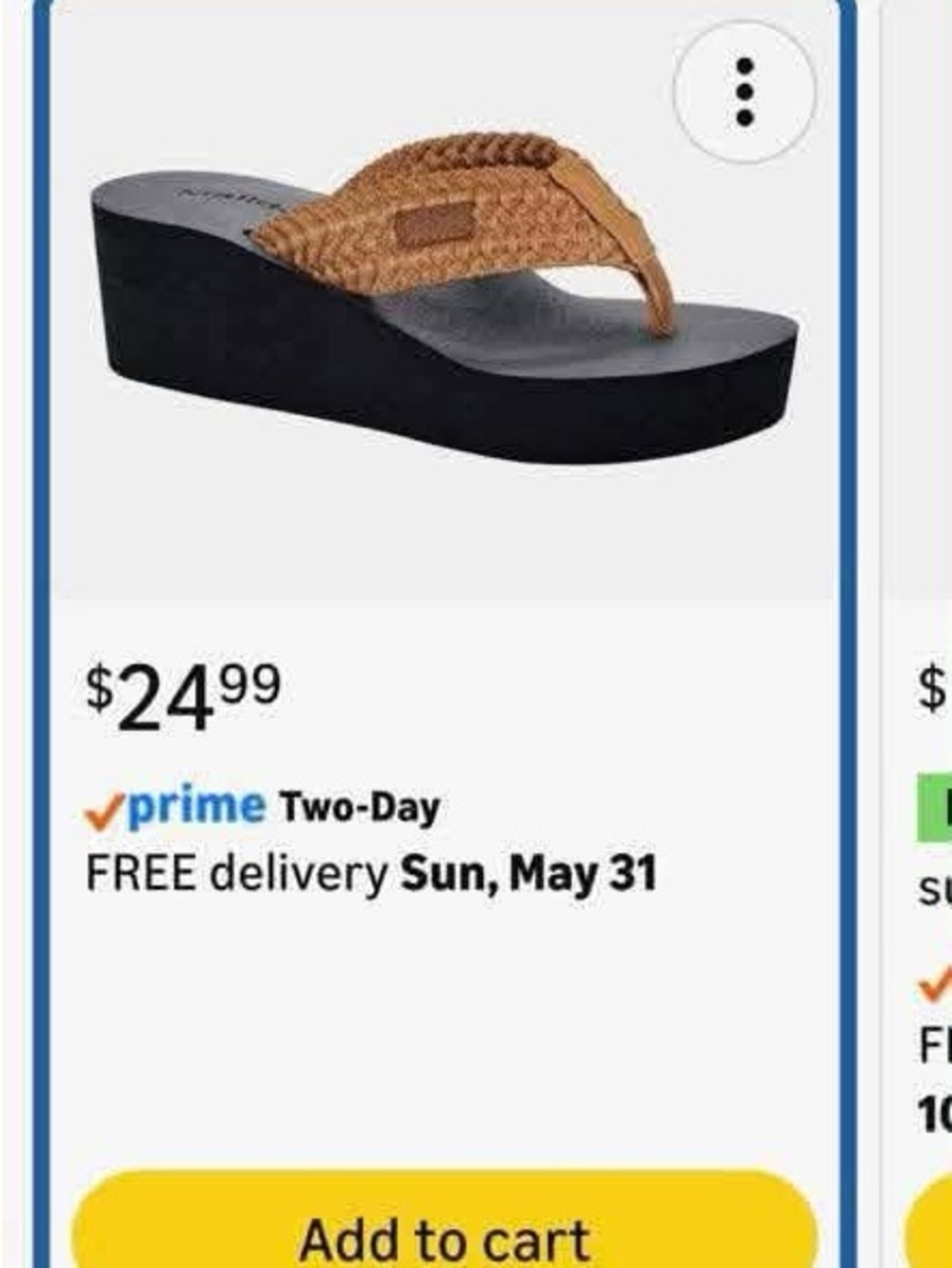 Women’s Braided Wedge Flip-Flop Sandal in Tan and Black